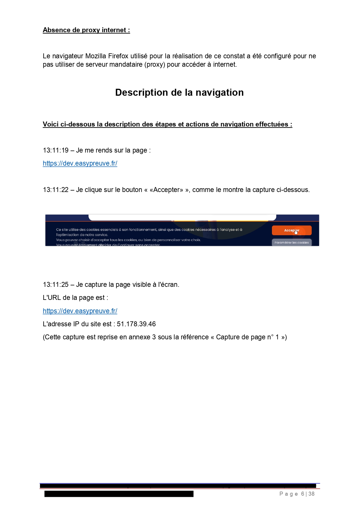 Photographie d'un exemple constat réalisé par un huissier de justice